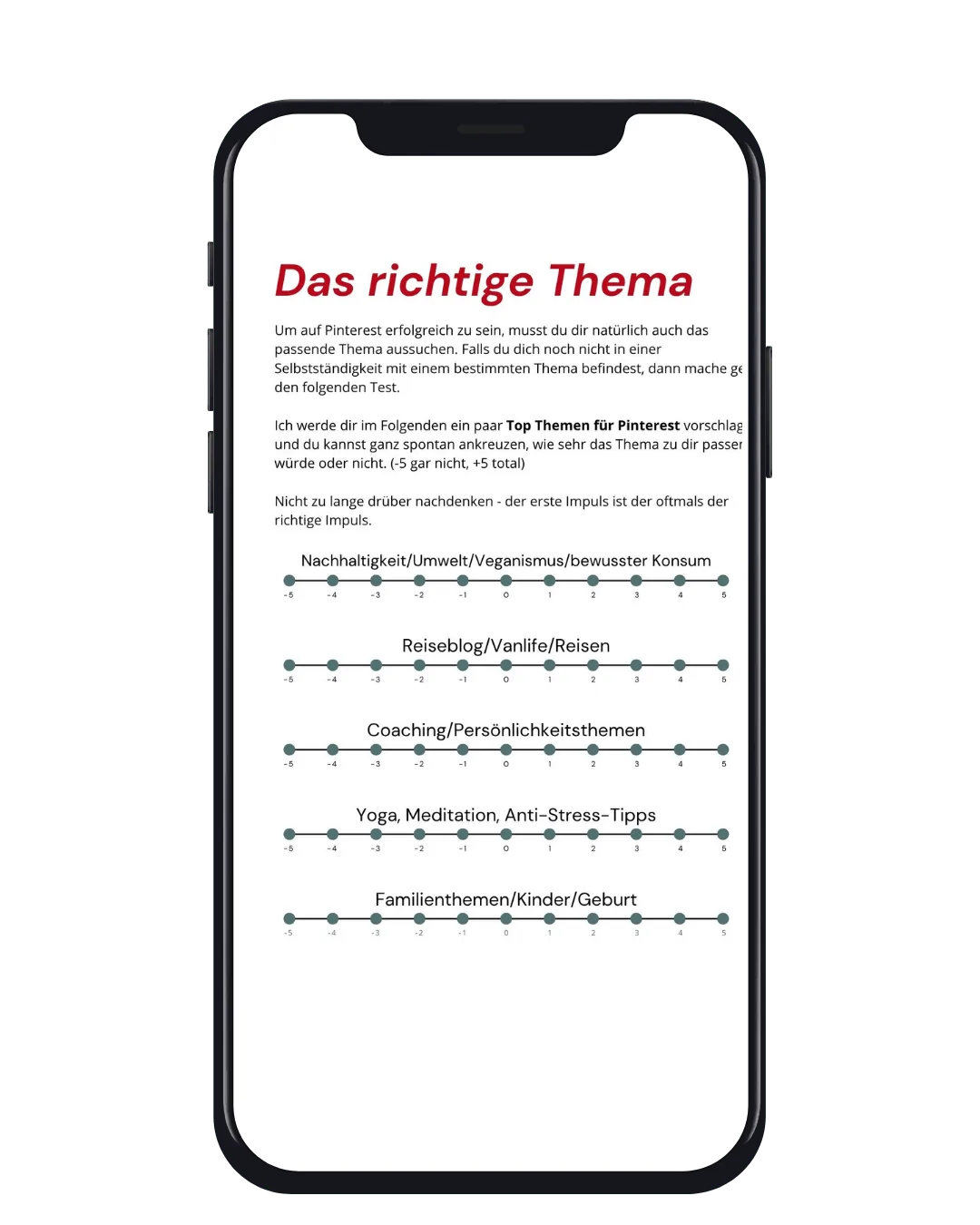 image von Handy Ansicht wo gezeigt wird wie man das richtige Thema finden kann