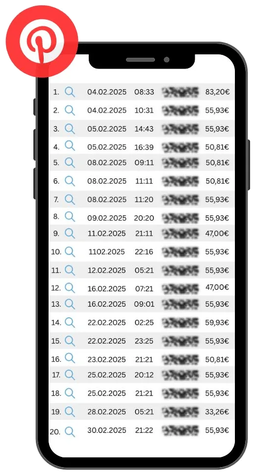 Screenshot auf dem handy von Einahmen